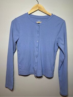 GAP Periwinkle Button-Up Ribbed light weight Cardigan Size Medium #classic